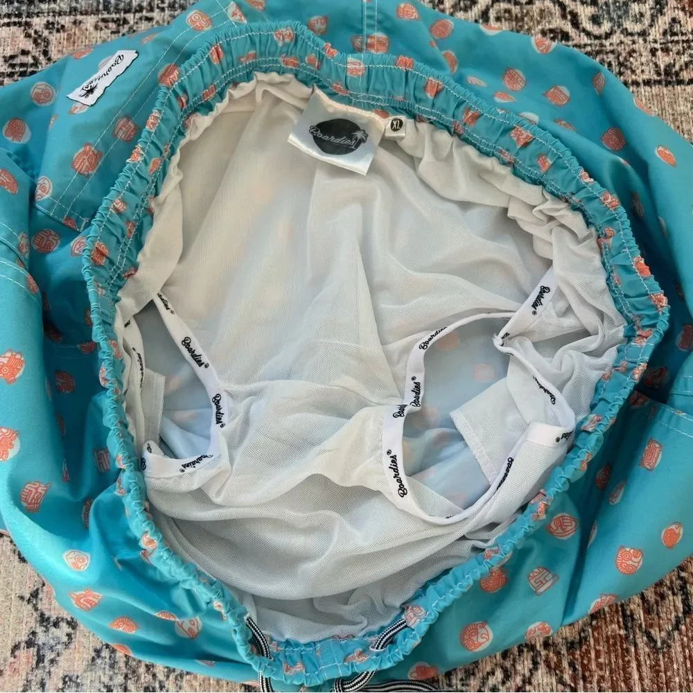 Boardies Polka Maya Mid Length Swim Short Size XL 5” Inseam Aqua Blue Orange